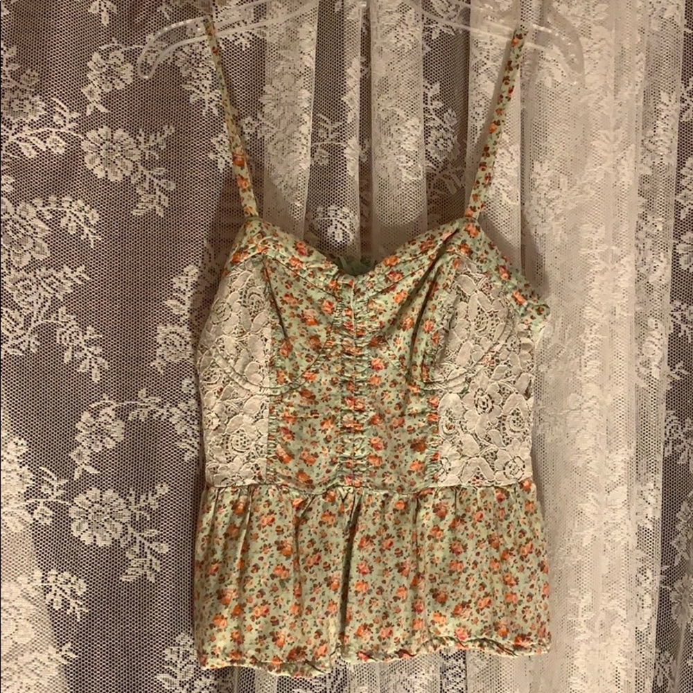 Floral, lace tank top